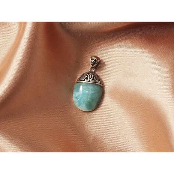 LARIMAR NECKLACE, Natural Larimar Gemstones, Gemstone Necklace, Silver Necklace - Picture 1 of 10